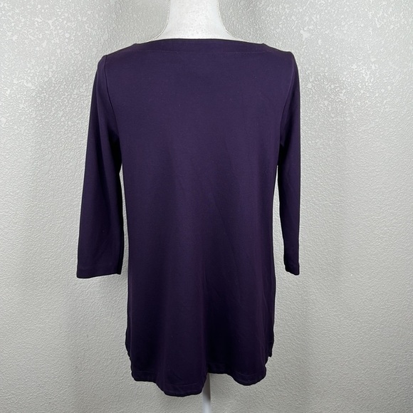 J. Jill Purple Ponte 3/4 Sleeve Top Size Small - Picture 3 of 5